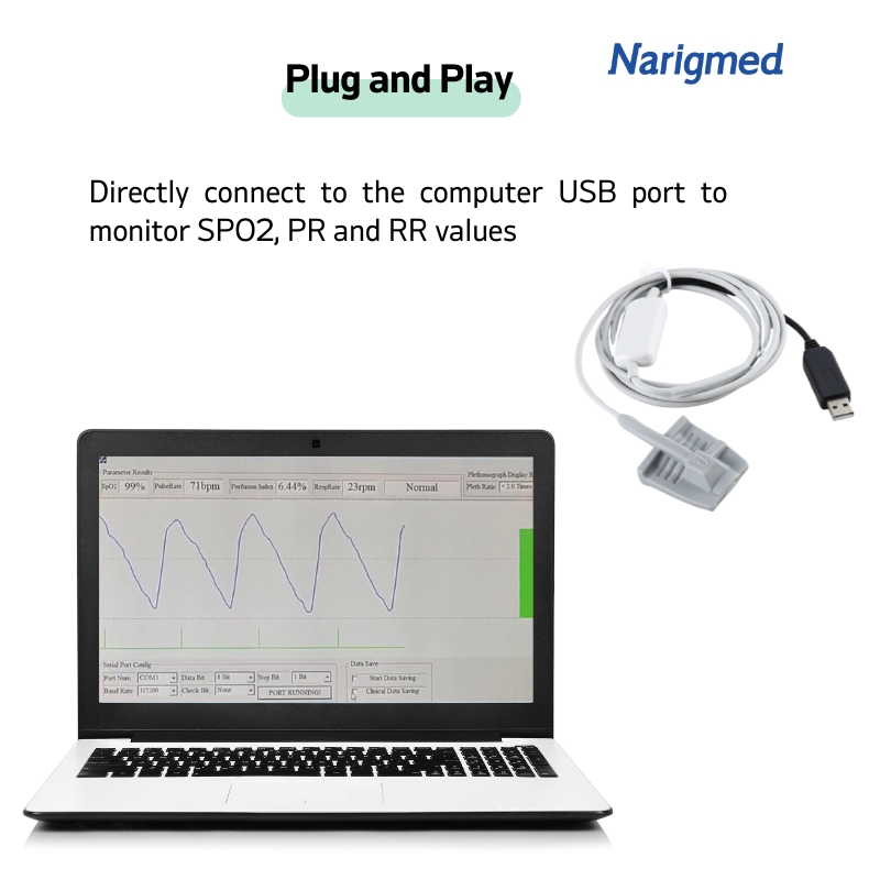 7 sensor del abrigo SPO2 del silicón NOPC-01 con el conector interno de Lemo del módulo